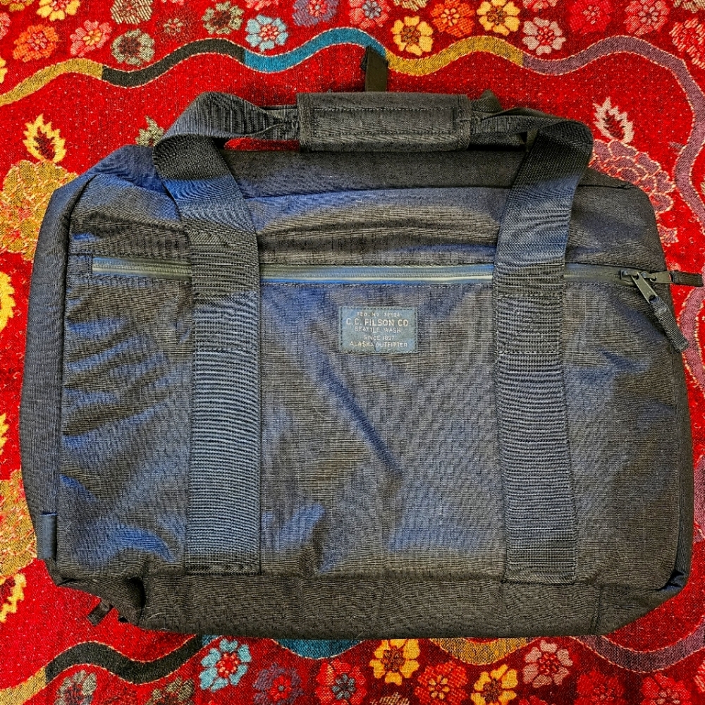Filson Ripstop Cordura Nylon Black Pullman Messenger Carry On Weekender Bag NEW
